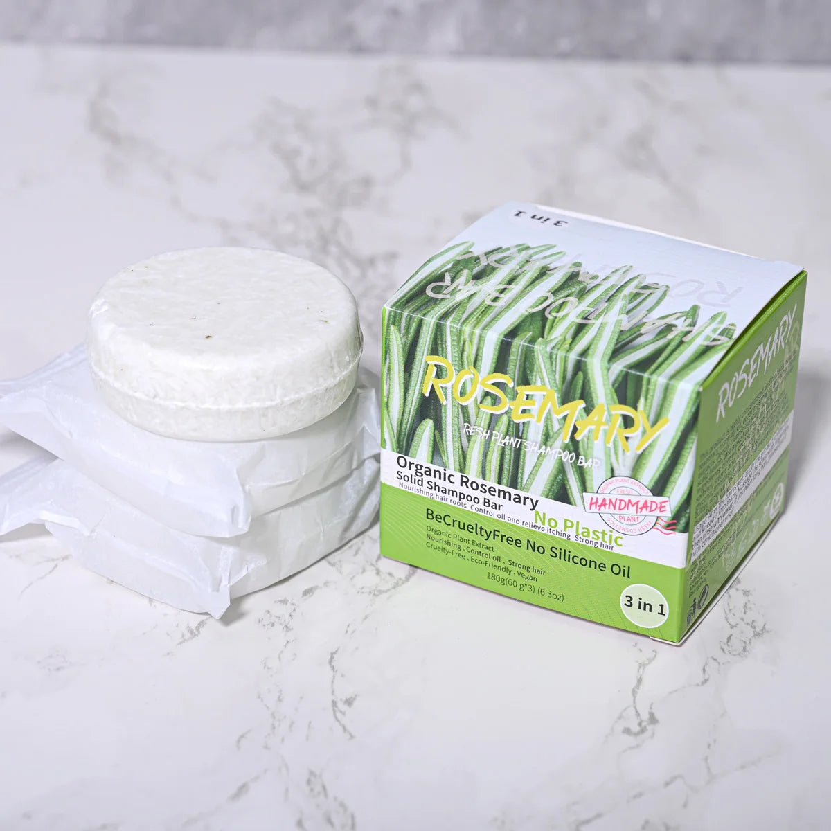 3-Pack Rosemary Essential Oil Solid Shampoo Soap – Oil Control Solid Shampoo Bar Zpaxo Rosemary