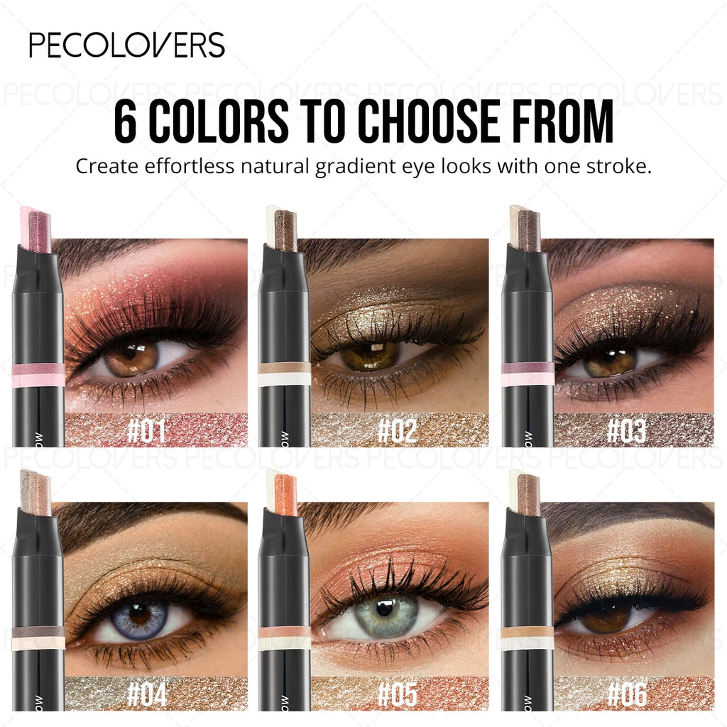 1PC Glitter Double Color Eyeshadow Stick Metallic Gradient Waterproof Two Tone Long Lasting Shimmer Shadow Pen 2 in 1 Eye Makeup Zpaxo