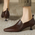 French Retro Temperament Low-heeled Shoes Women's Spring Leather