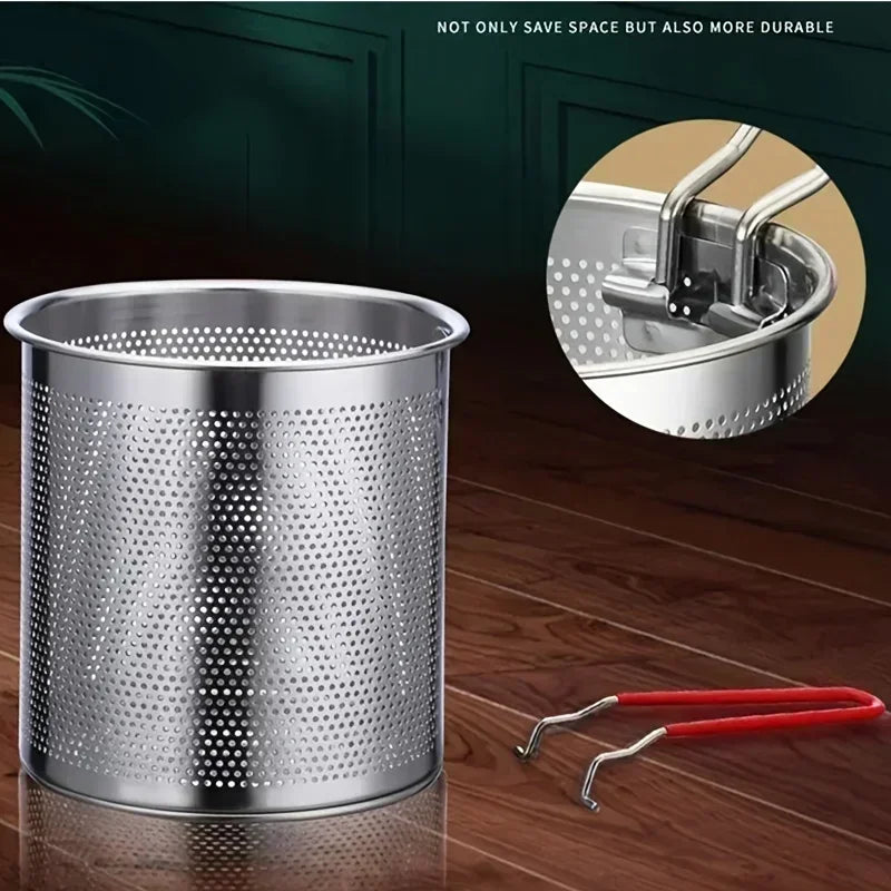 304 Stainless Steel Deep Fryer with Strainer & Anti-Scald Handle Stainless Steel Fryer Zpaxo