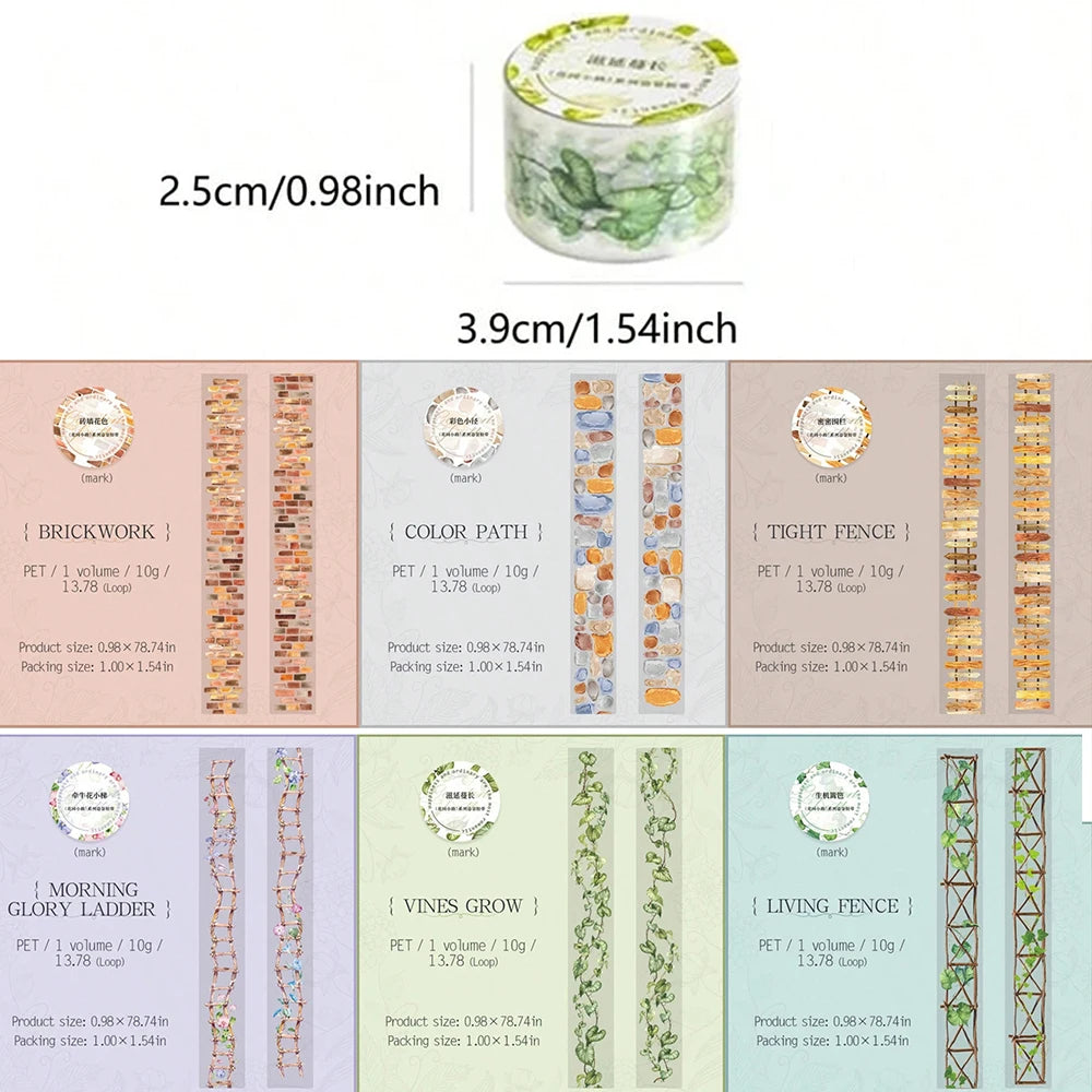 2M/Roll Garden Path Series Scene Stickers PET Scrapbook Tapes Landscaping Path Journal Scrapbooking Decorative Supplies Zpaxo