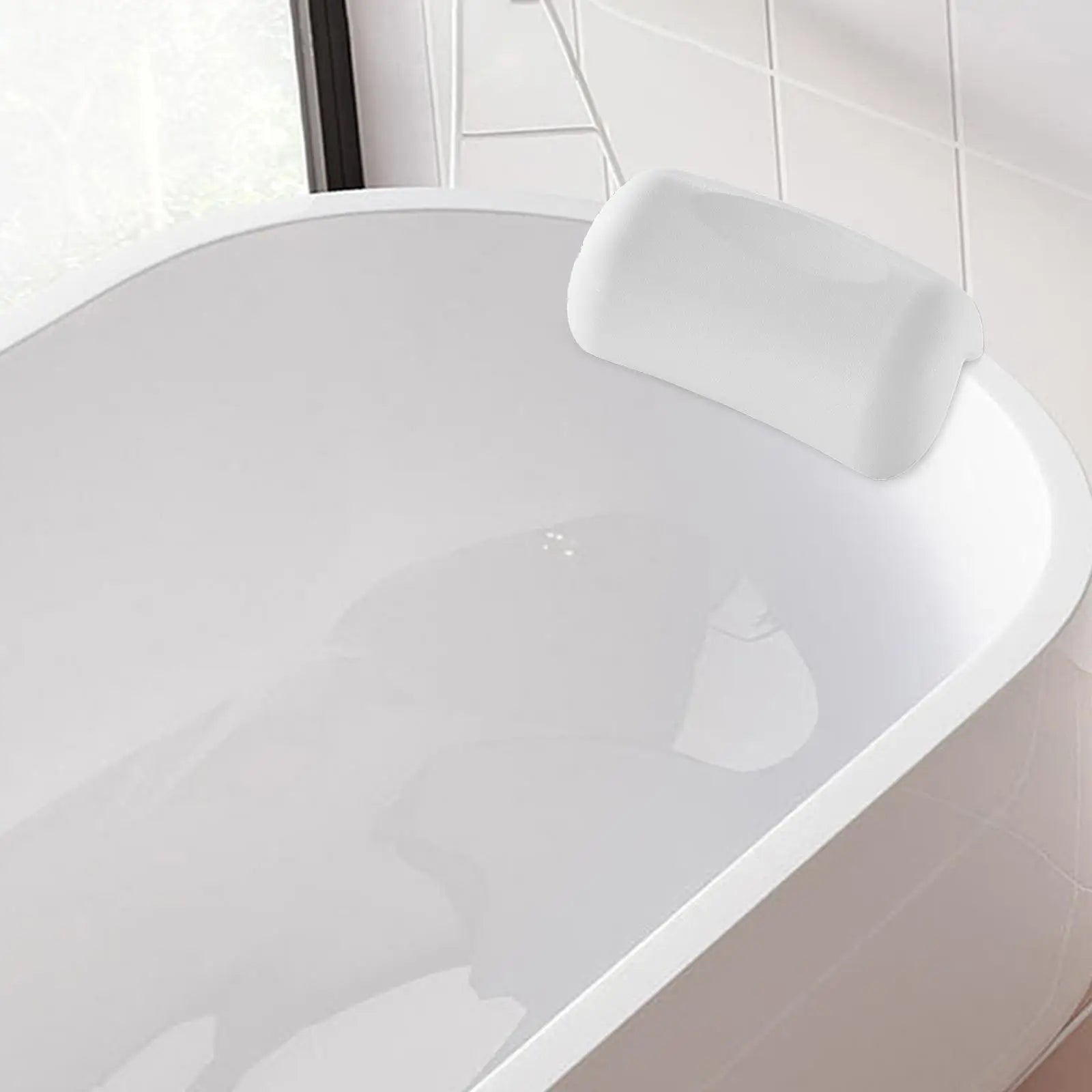 Bathtub Pillow Extra SPA Thick Ergonomic Headrest Soft Bath Pillow for Tub for Head Bathroom Essentials Neck Hot Tubs Shoulder Zpaxo White