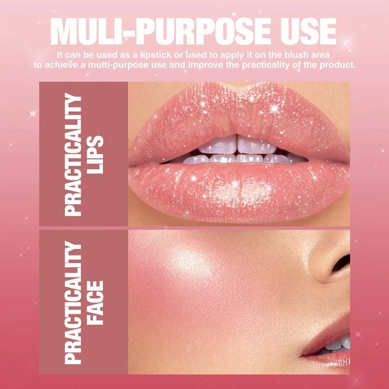 Nude Gray Metallic Lipstick Glitter Diamond Waterproof Long-lasting