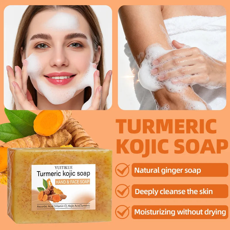 YUITIKUE Turmeric Kojic Acid Brightening Soap 200g – All Skin Types Brightening Bar Soap Zpaxo