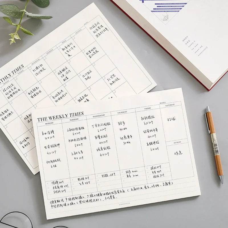 Weekly Planner Monthly Undated Agenda Notebook Schedules Study Korean