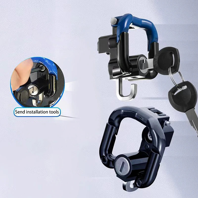 Aluminum Motorcycle Helmet Lock Anti-theft Bicycle Security 2 Keys