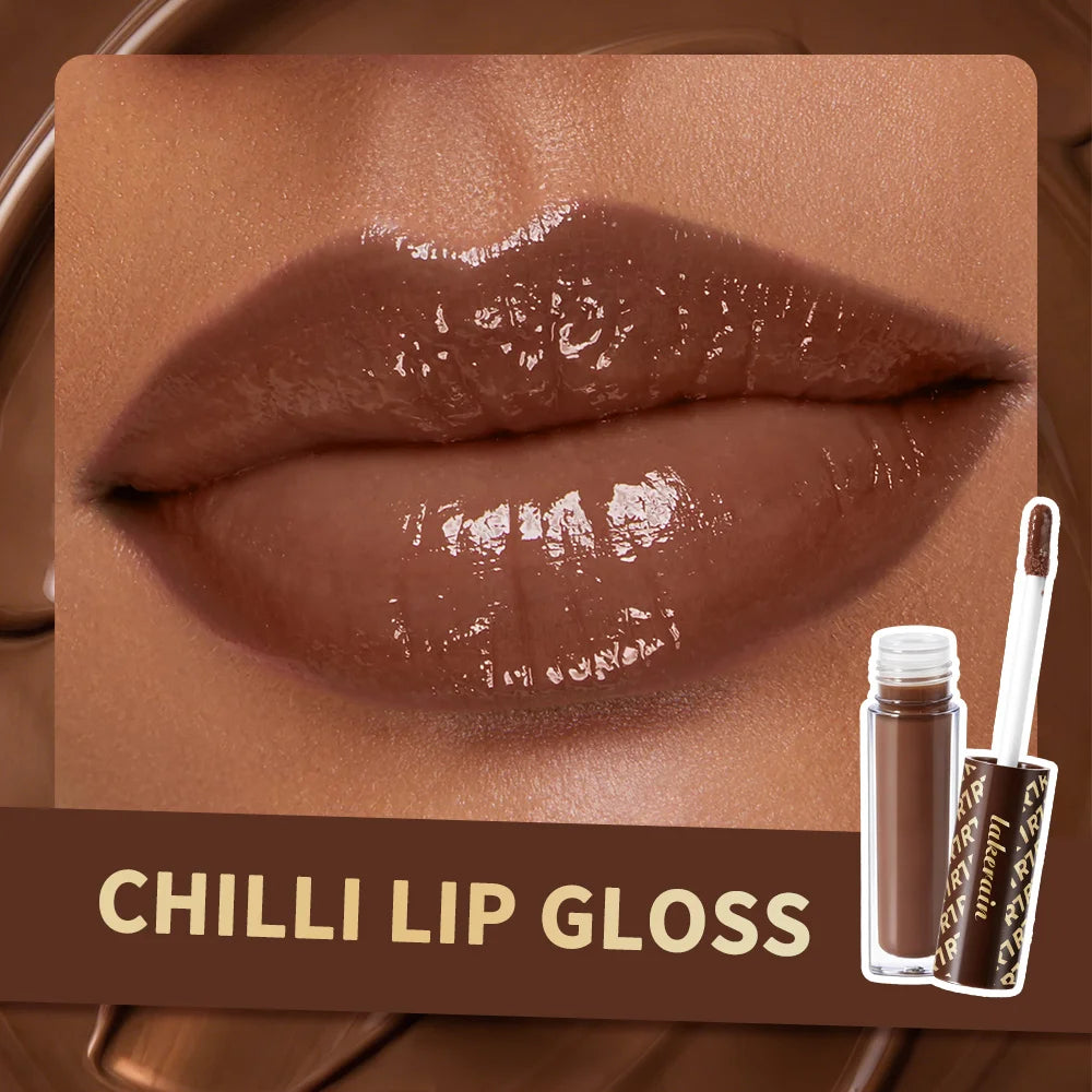 Chocolate Chilli Lip Gloss Lip Gloss Instant Plump Lips Mirror Gloss Finish Moisturizing Non-drying Lip Plumper Lipstick Makeup Zpaxo