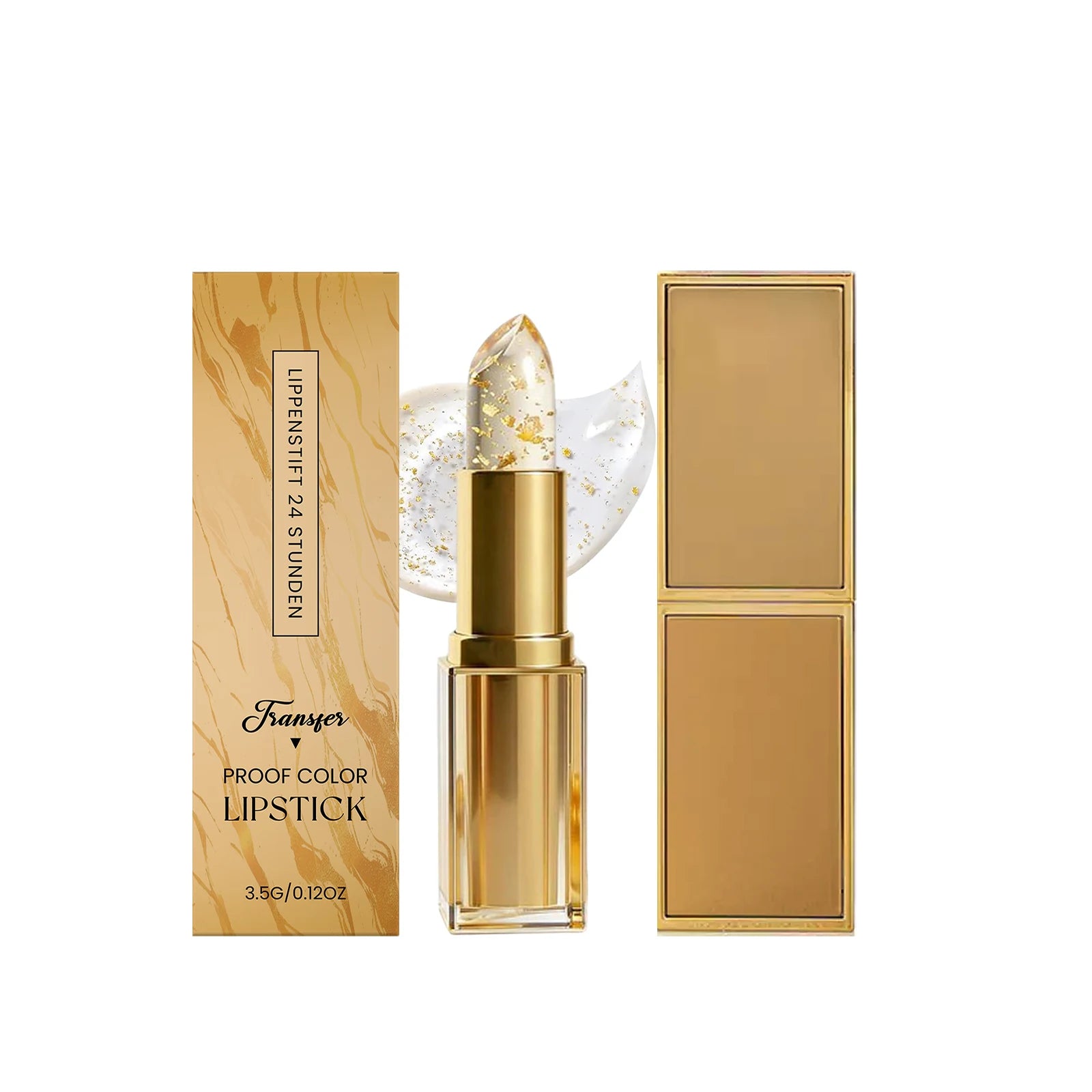 Gold Foil Color Changing Lipstick – Long-Wear Glossy Lip Balm Color Changing Lipstick Zpaxo 3.5g Boxed