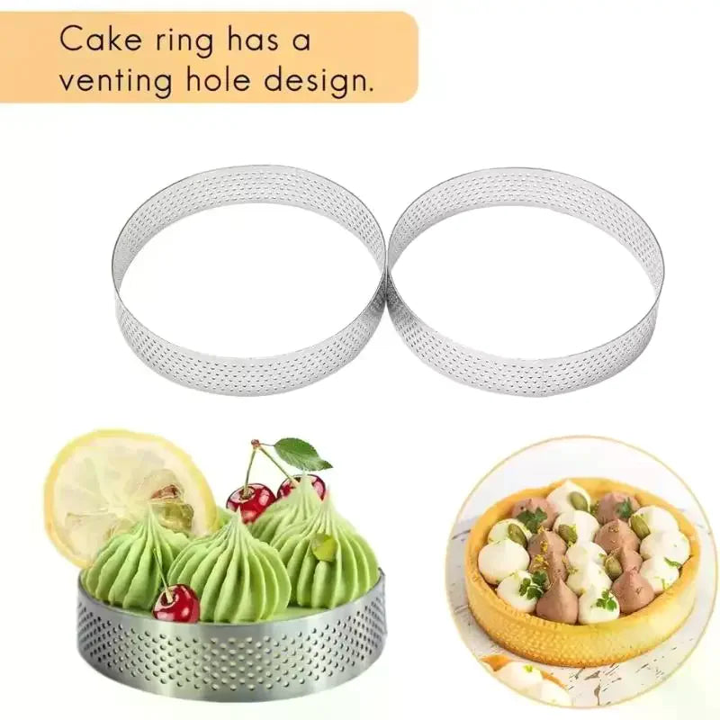 5/6/7/8CM Classic 304 Stainless Steel Mousse Ring Cake Mold With Hole Tart Bottom Tower Fruit Pie Quiches Baking Tool Zpaxo
