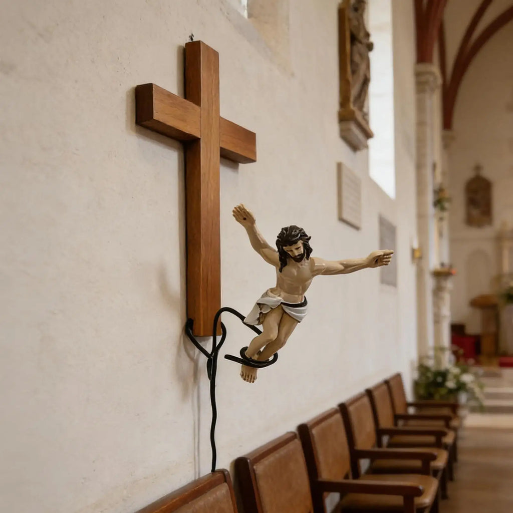 Jumping Jesus Wall Decor Humorous Religious Statue Christian Easter
