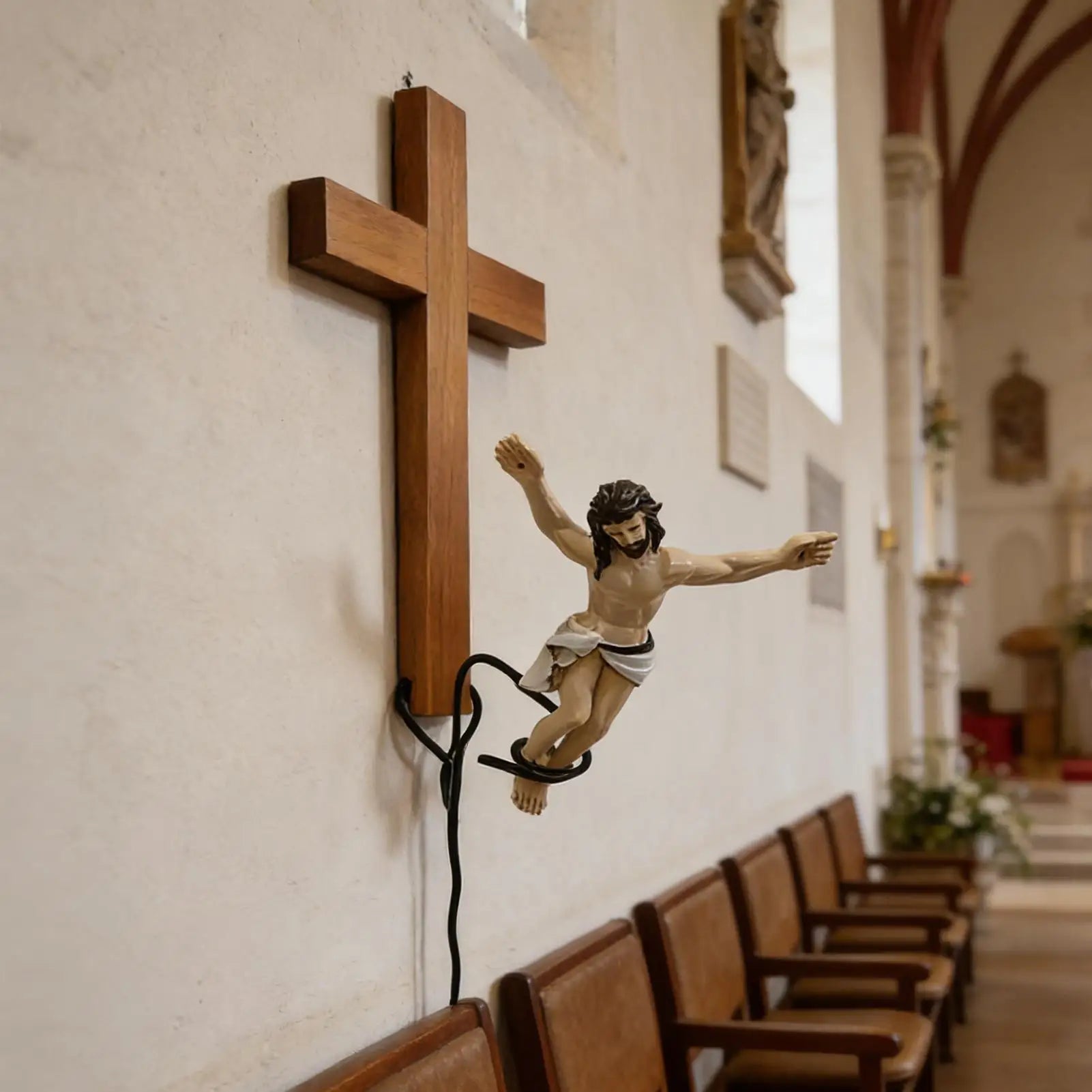 Jumping Jesus Wall Decor Humorous Religious Statue Christian Easter