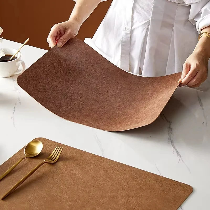 Table Mat 1.8MM PVC Pads Rectangular Table Mats Waterproof Desk Mat Anti Oil and Scald Resistant Table Mat Gastropub Bistro Zpaxo