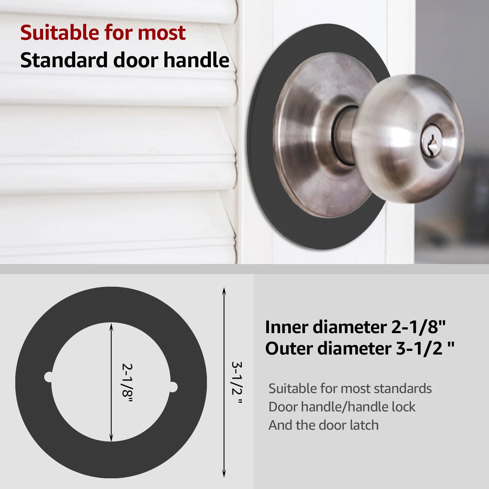 2/4Pcs Door Knob Plates Round/Square Version Stainless Steel Door Reinforcement Plate 2.15in Inner Diameter 3.5in Outer Diameter Zpaxo