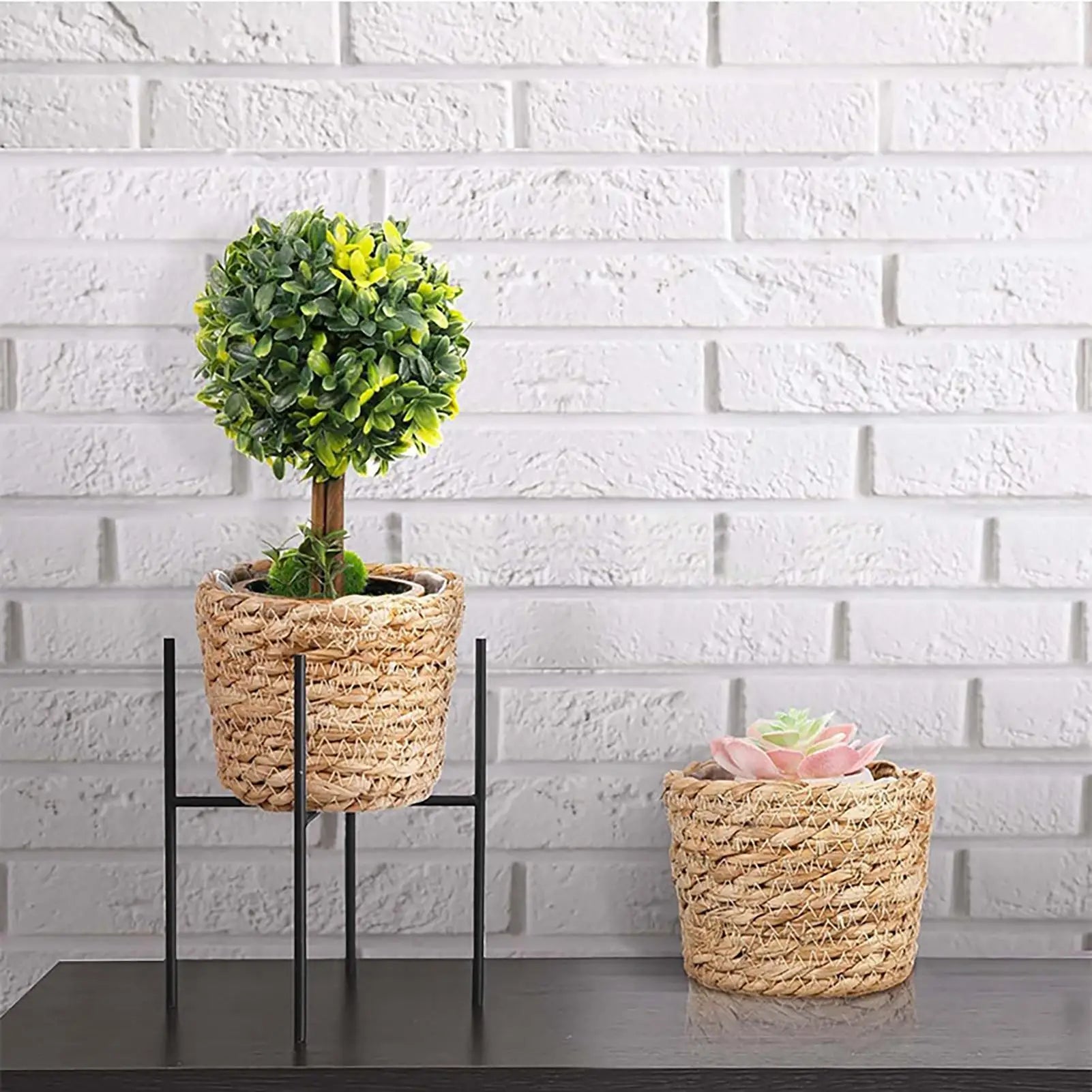 Basket Planter 3 Pieces Leak-Proof with Waterproof Lining Outdoor Basket Planter for Patio Porch Front Porch Outdoor Display Zpaxo
