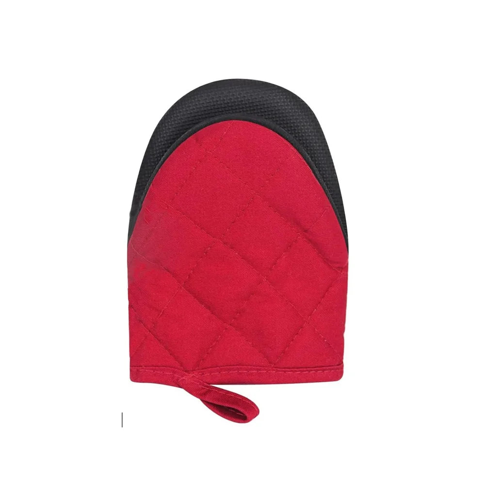 Short Oven Mitts Silicone Kitchen Gloves Heat Resistant 500 Non Slip Zpaxo red 1pcs