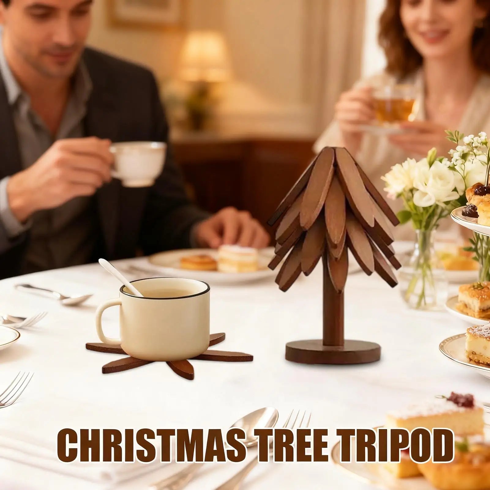 Wooden Tree Coasters Insulation Placemat Christmas Trivets Dishes