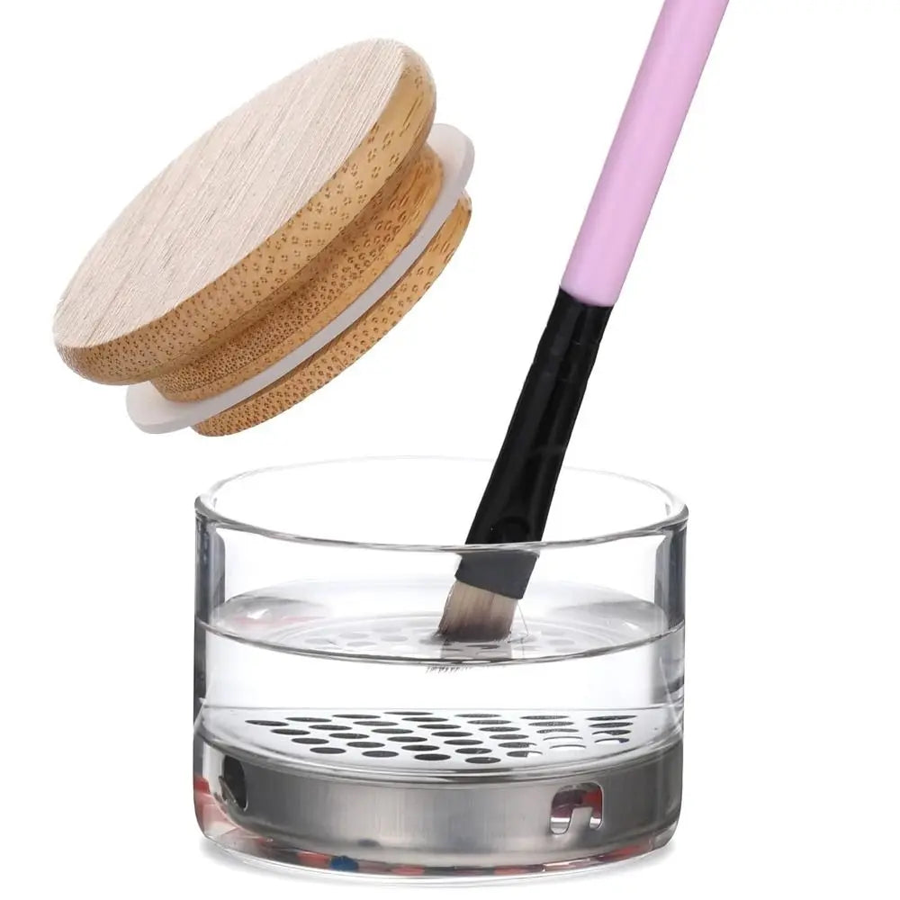 Lid Mesh Nail Art Brushes Washing Cup Glass Dappen Dish Cleaning Zpaxo