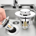 Universal Rebound Drain Plug Filter Basin Pop-up Chrome Sink Filter with Hair Catcher Bathroom Sink Drain Stopper Easy Push Type Zpaxo GLS 1pcs