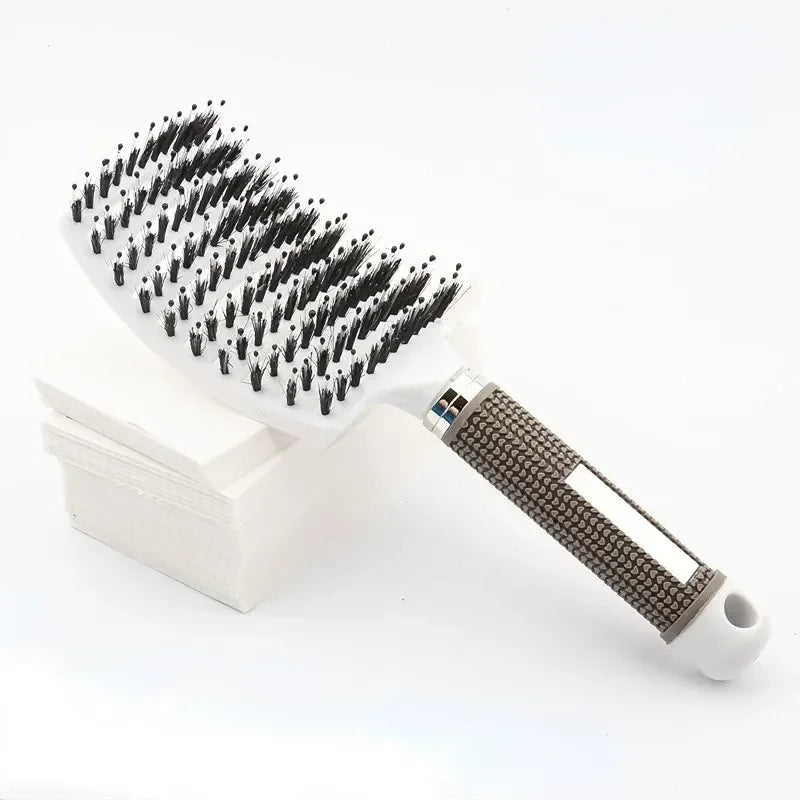 Hairbrush Bristle Nylon Women Wet Curly Detangle Hair Brush Hair Brushes Scalp Massage Comb for Salon Hairdressing Styling Tools Zpaxo WHITE