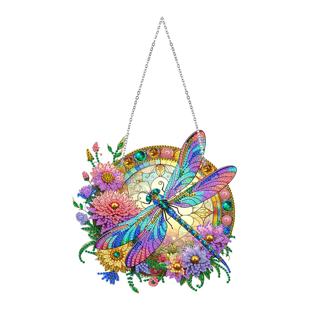 Sun Catcher Diamond Painting Hanging Pendant Butterfly Rhinestone Art Window Pendants Dragonfly Moose for Garden Window Decor Zpaxo KJ0109
