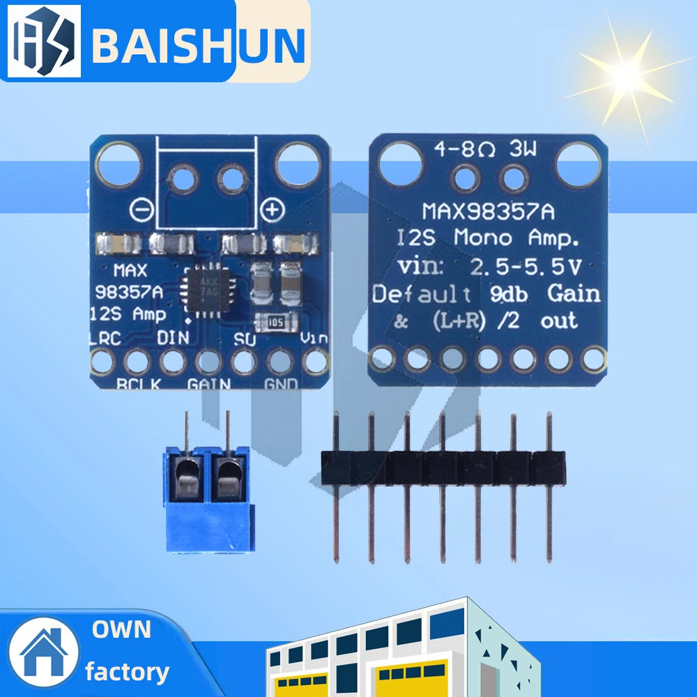 ‌MAX98357 I2S Class D Audio Amplifier Breakout Module – 3W Filterless Mono DAC Board for Raspberry Pi 4/5, ESP32, for Arduino Zpaxo
