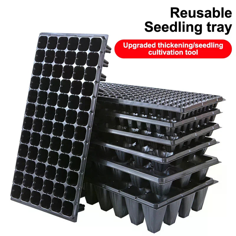 10Pcs Seedling Trays Plastic Gardening Germination Trays Black Seedling Container Garden Supplies For Vegetable Flower Zpaxo