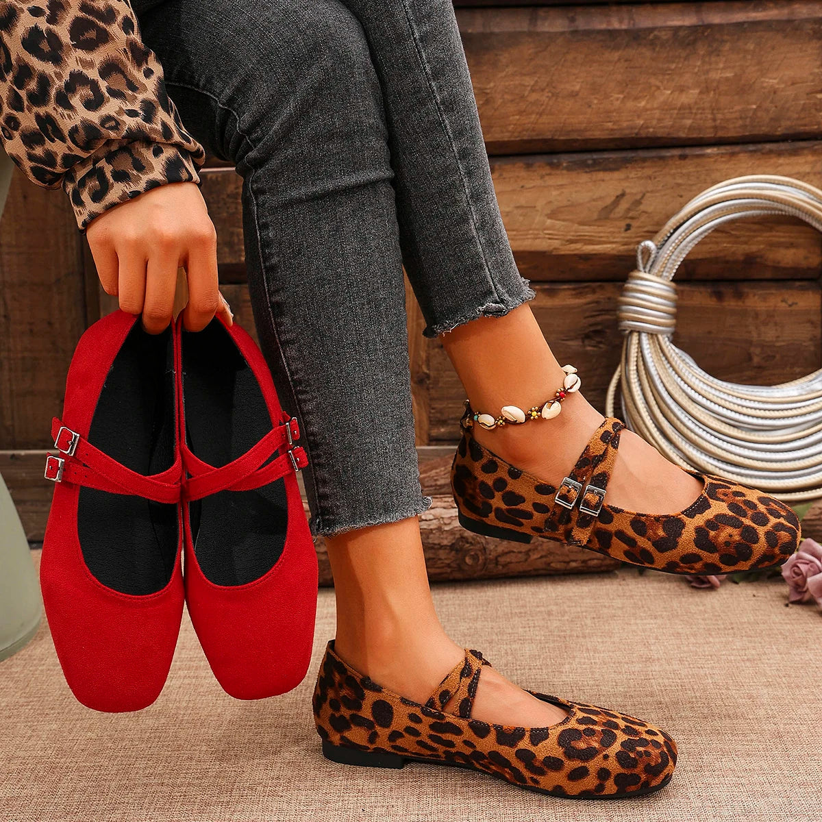 Women Flats new Ballet Flat Mary Jane Shoes for Women Leopard Print Comfortable Soft Flat Loafers Shoes Women Zapatos De Mujer Zpaxo