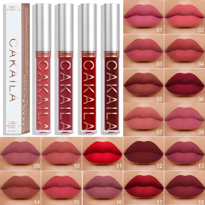 Velvet Matte Lipstick Lip Gloss Light Red Liquid Tint Cream Pigment