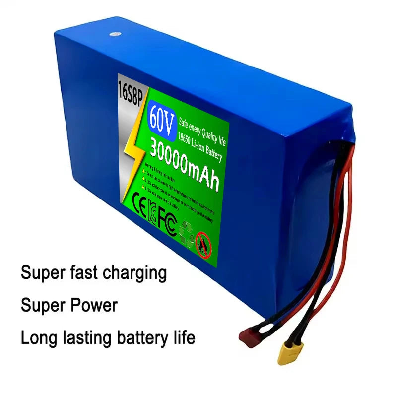 16S8P Brand New 60V 30Ah 18650 Lithium Battery Pack 500-2000W High Power Built-in BMS Scooter Motorcycle Rechargeable Battery Zpaxo