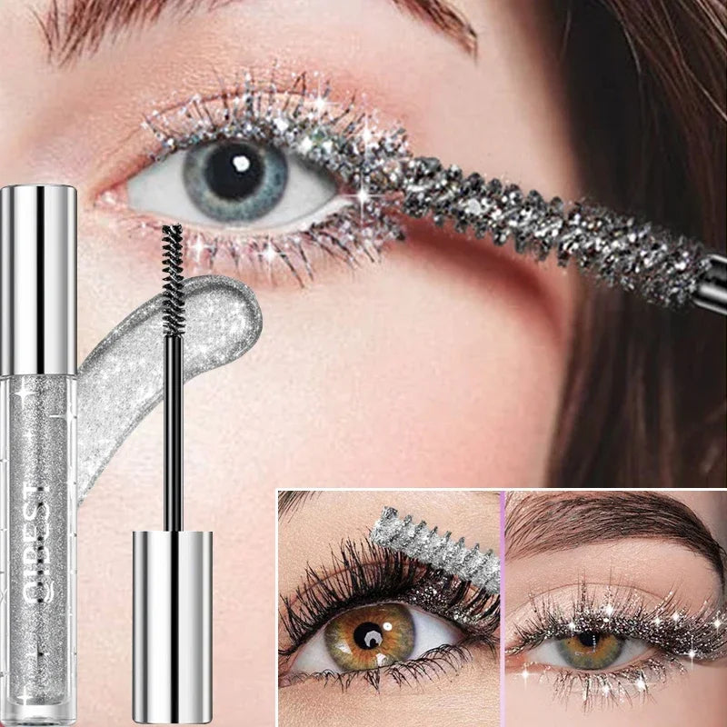 3 Colors Diamond Glitter Mascara Quick Dry Long Lasting Mascara Curling Thick Shiny Eyelash Fashional Sexy Shimmer Eye Makeup Zpaxo