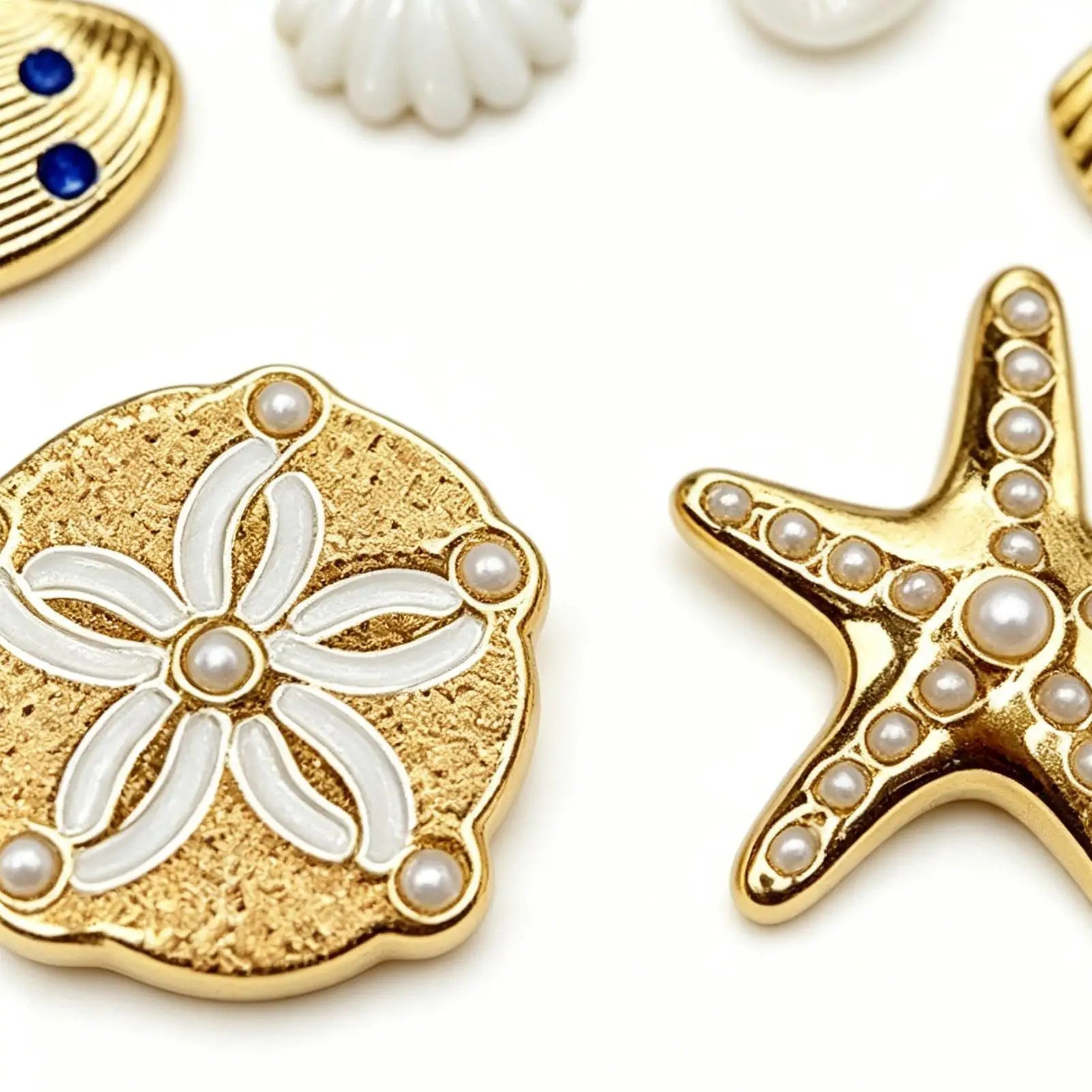 Charms Slippers 6 Gold Sea Theme Shell Shoe Decor Sandal Charm Home