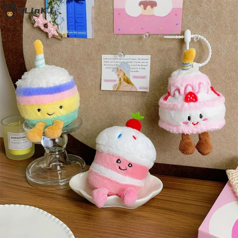 Cartoon Cake Plush Keychain Kawaii Creative Birthday Dessert Doll Zpaxo