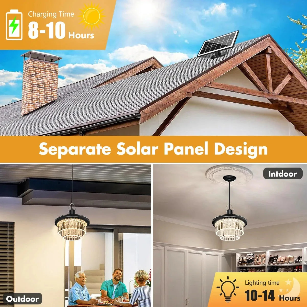 Crystal Pendant Lights Outdoor Indoor Solar Shed Splitlight Remote Zpaxo