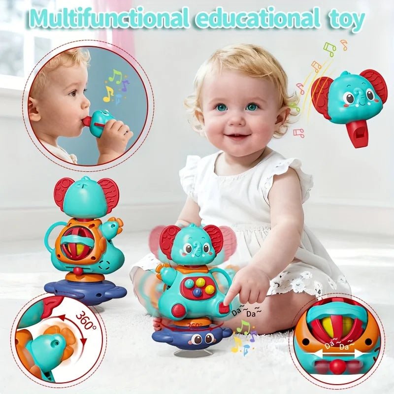 Blue Elephant Gyro Toy Huge Suction Cup That Can Rotate 360 Degrees