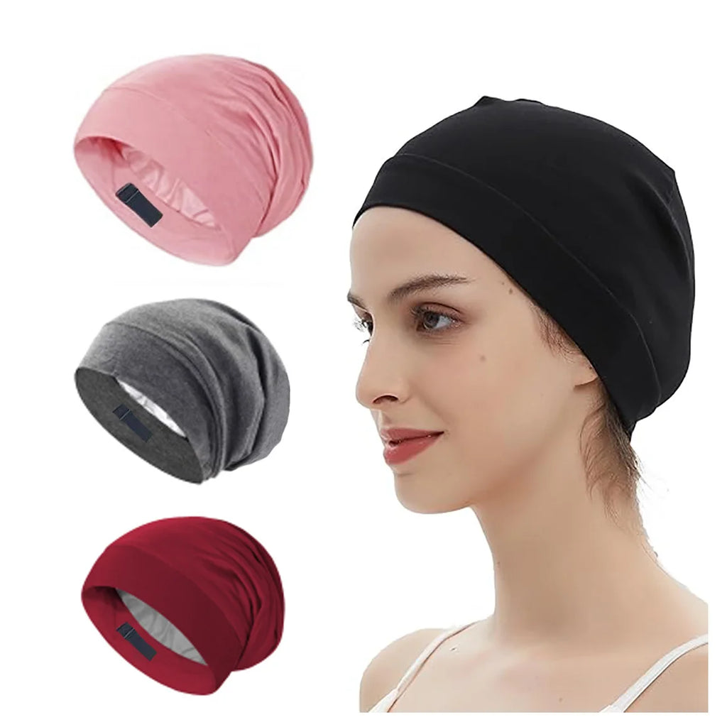 Adjustable Double-Layer Satin Hair Care Cap | Unisex Beanie