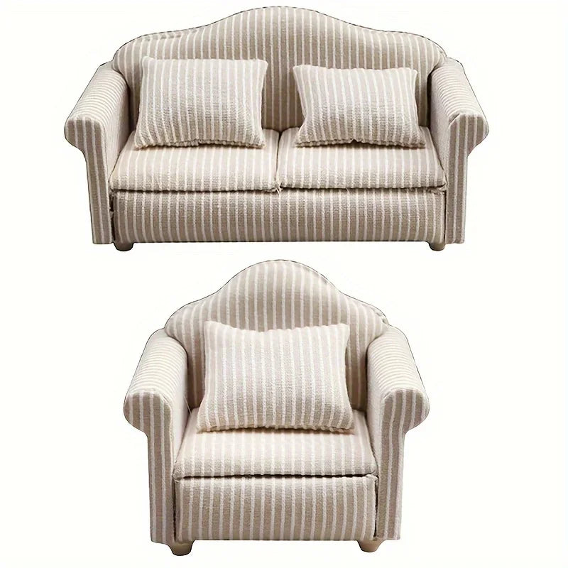 1 12 Mini Furniture Sofa DIY Decoration Doll House Living Room White