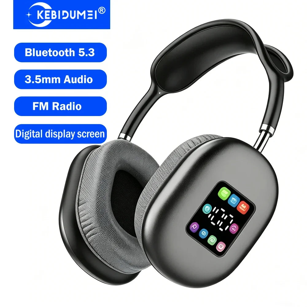 KEBIDUMEI Bluetooth 5 3 Headphones Screen ANC HIFI Stereo Wireless