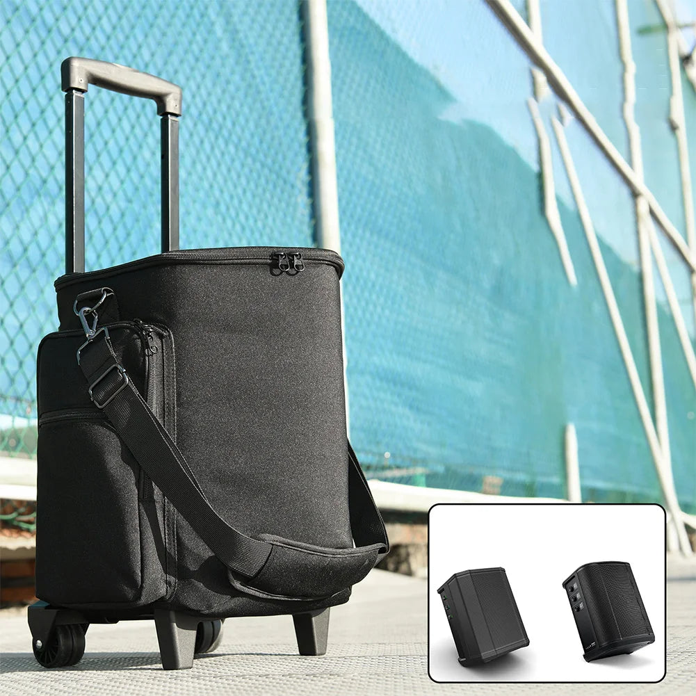 Rolling Speaker Bag Wheels Travel Retractable Handle Multi-pocket