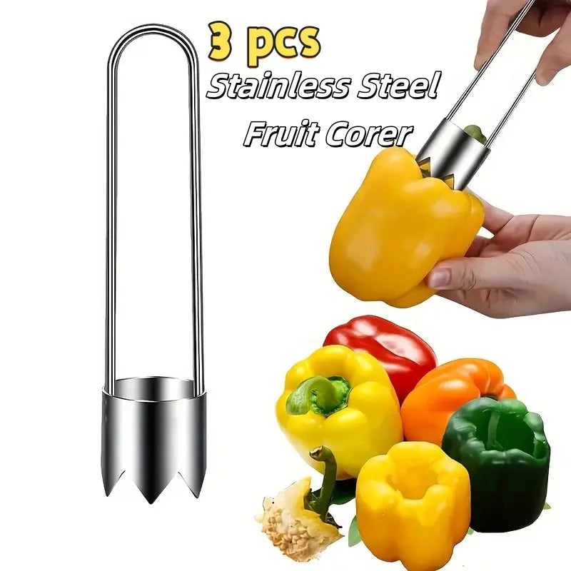 Stainless Steel Fruit Vegetable Corer, Efficient Core Remover Tool for Apple Pepper Tomato Cucumber, Easy Home Kitchen Gadget Zpaxo