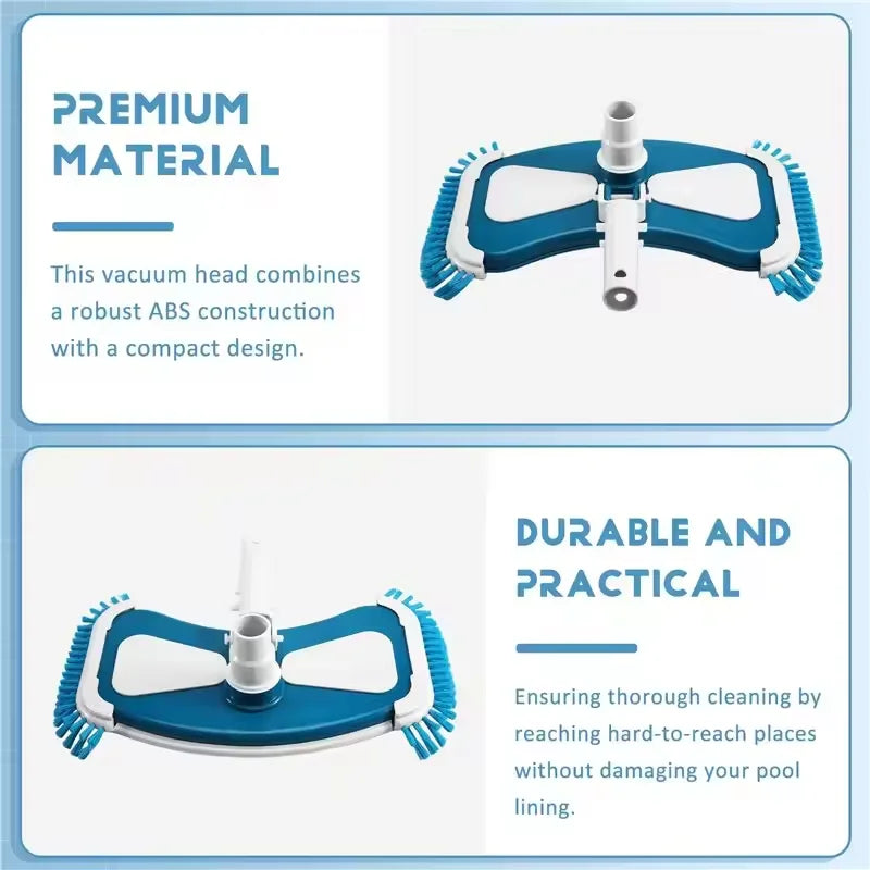 Vacuum Head with Side Brushes，Portable & Durable Plastic Design，Pool Maintenance Zpaxo