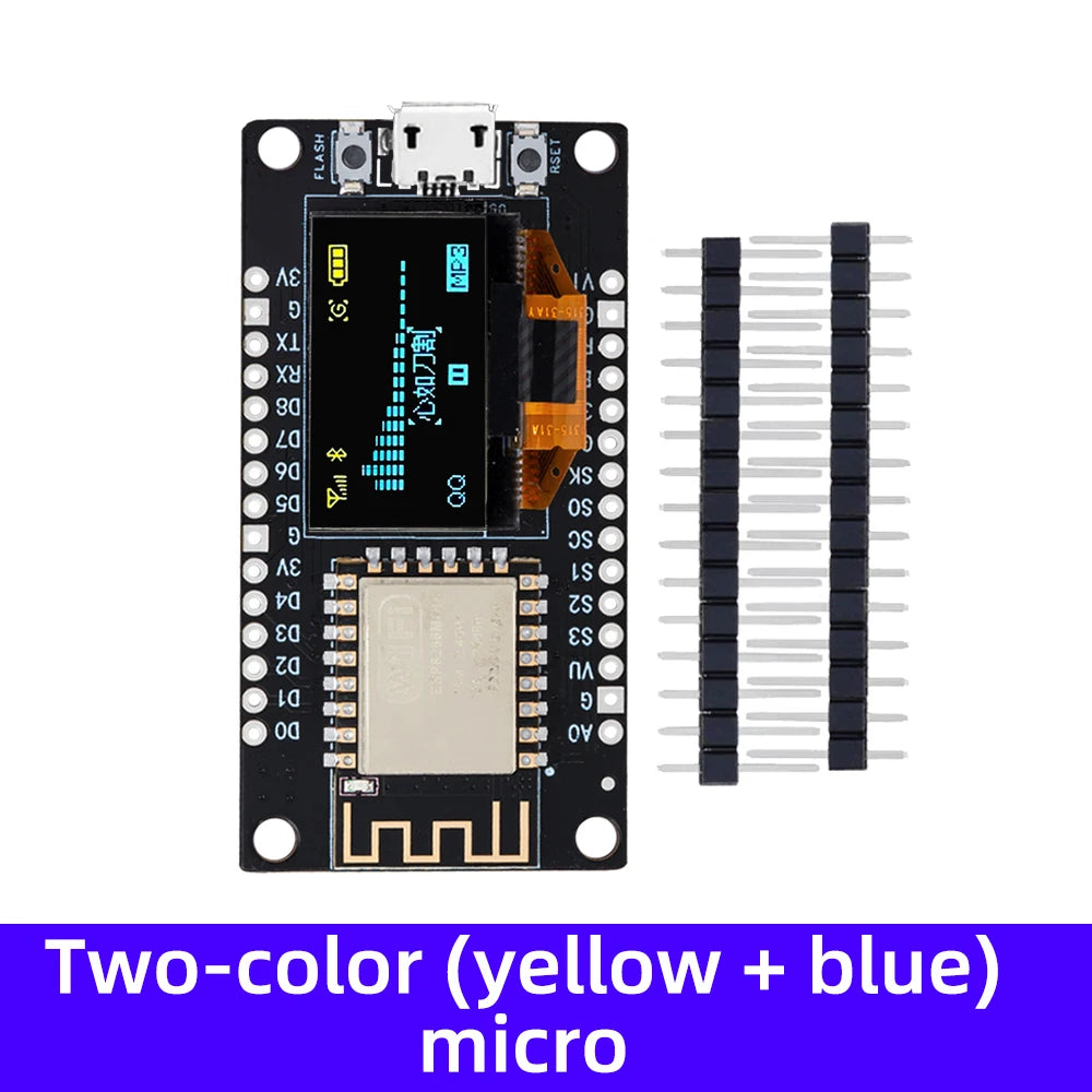 NodeMCU ESP8266 Development Board with 0.96 Inch OLED Display - CH340G ESP-12F WiFi Module, Type-C USB Compatible for Arduino Zpaxo 2 color micro