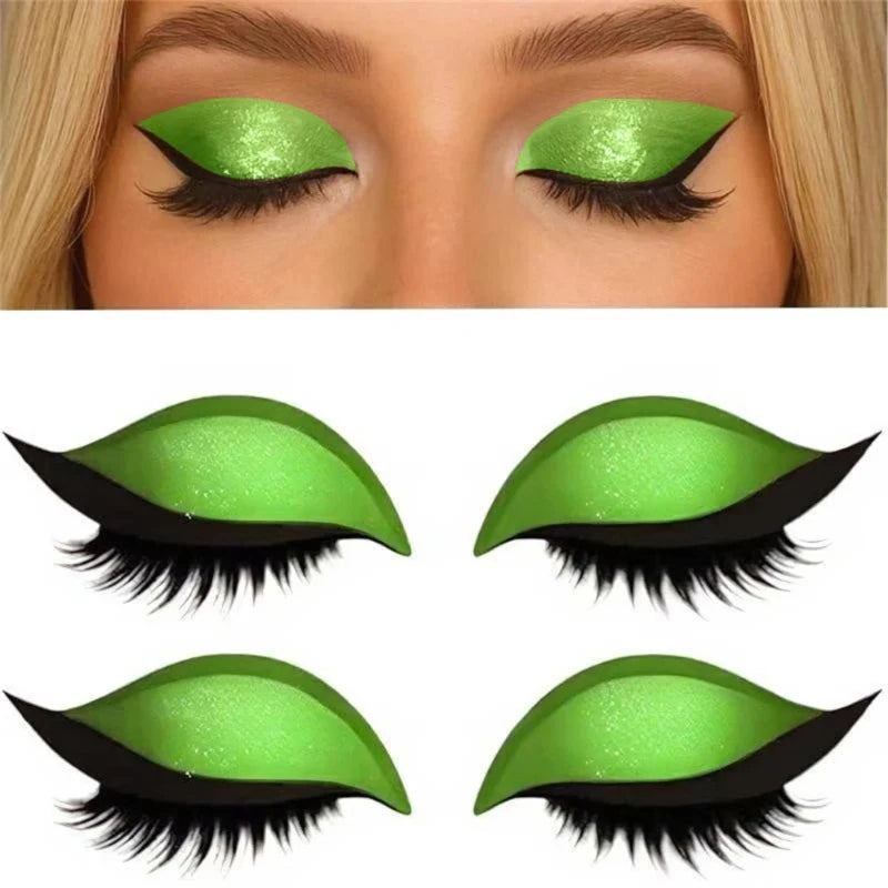1/2 Pair Reusable Lazy Eye Shadow Eyelash Patch 2-In-1 Eyes Makeup Sticker With False Lashes &Eyeshadow Waterproof Cosmetic Tool Zpaxo 2Pairs Green