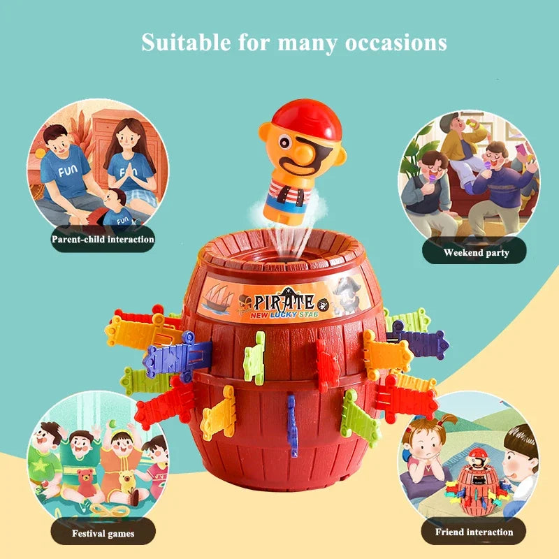 Funny Pirate Barrel Toy Sword Stab Jumping Game Board Children