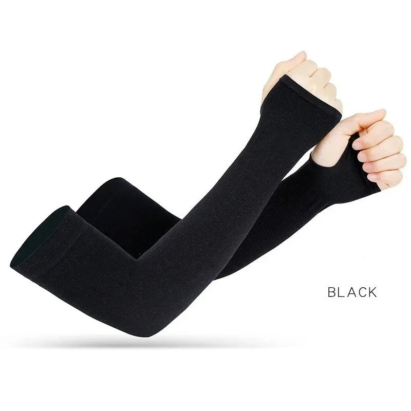Cycling Anti-UV Arm Covers for Men Women Fingerless Gloves Summer Sport Ice Silk Cool Scarf Silk Elastic Arm Covers Driving Zpaxo