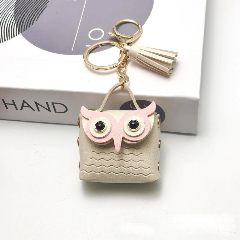 Owl Coin Purse Keychain – Mini PU Leather Bag Pendant Wallet