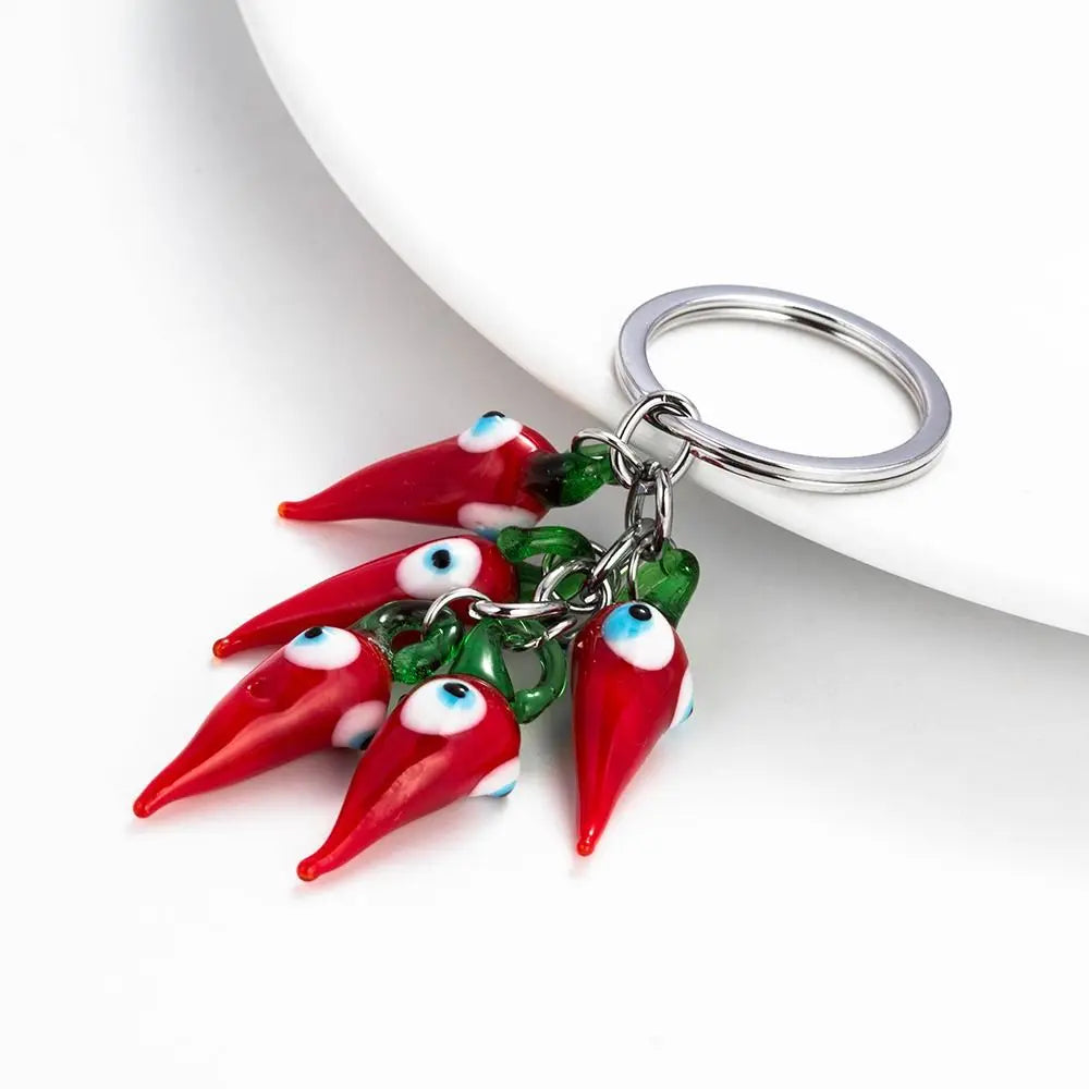 Lucky Eye Red Chilli keychain Exquisitely Crafted Evil Eye keychain Fashion Cartoon School Bag Decor Zpaxo