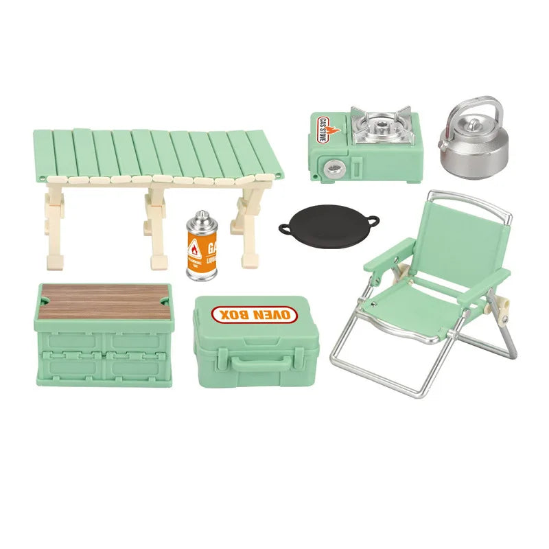 1 12 Miniature Simulation Outdoor Picnic Camping Scene Ornament Toy Zpaxo Green