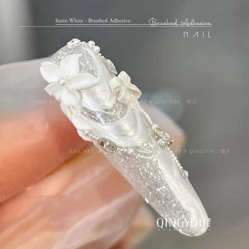 Silk Pearl White Stretch Gel Nails Elastic Pulling 3D Nail Art