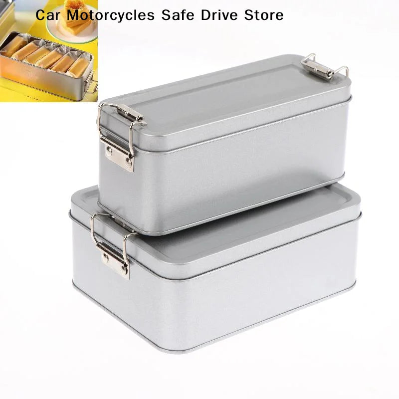 CM1Pc Rectangular Buckle Tinplate Box Lid Metal Storage Cake