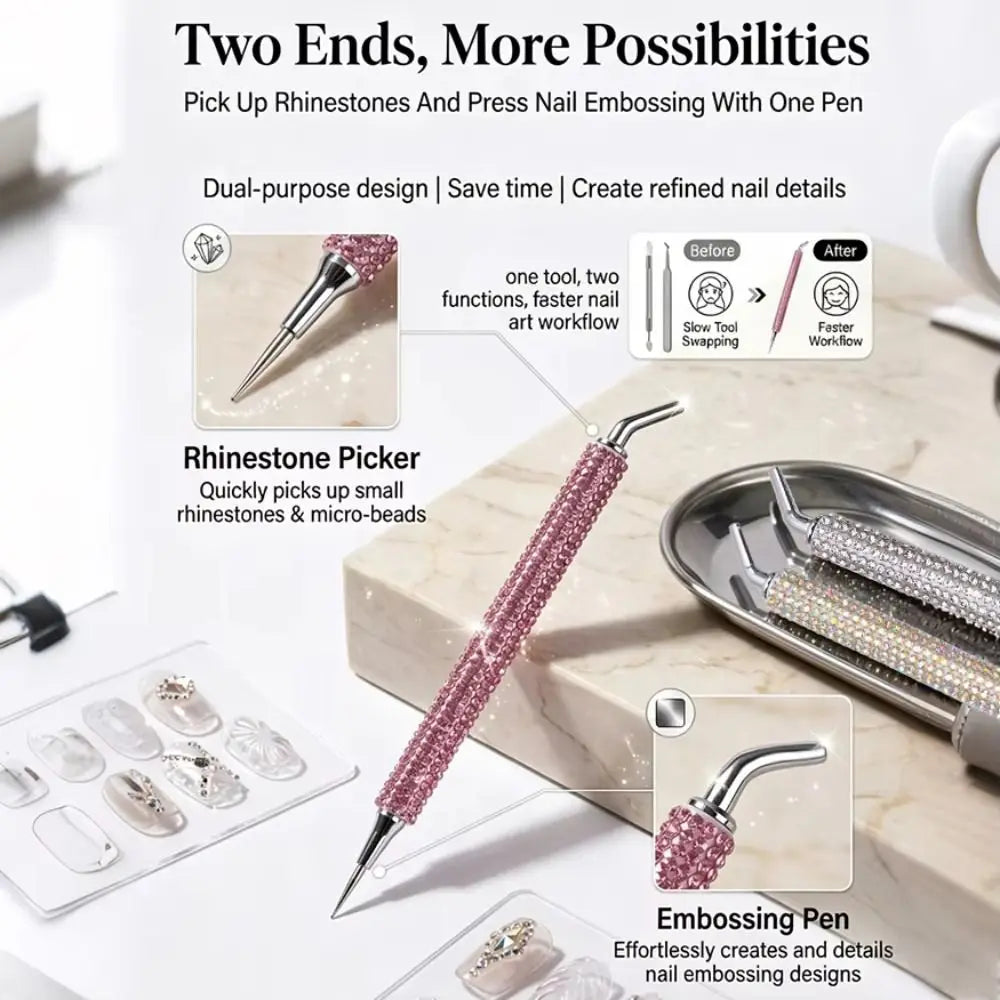 Dual-ended Rhinestone Picker Pen DIY Manicure Light Luxury Nail Art Zpaxo